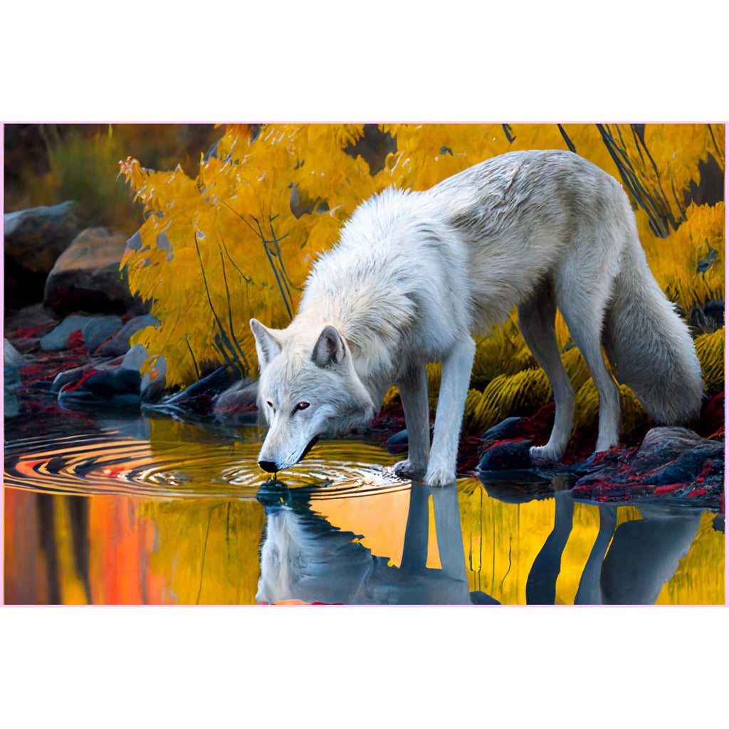 Wolf Refreshed by the Lake-Diamond Painting Kit-Heartful Diamonds