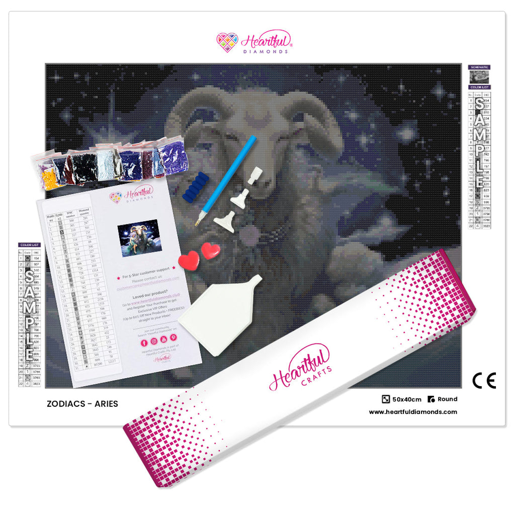 Zodiac - Aries Diamond Painting Kit-50x40cm (20x16 in)-Heartful Diamonds