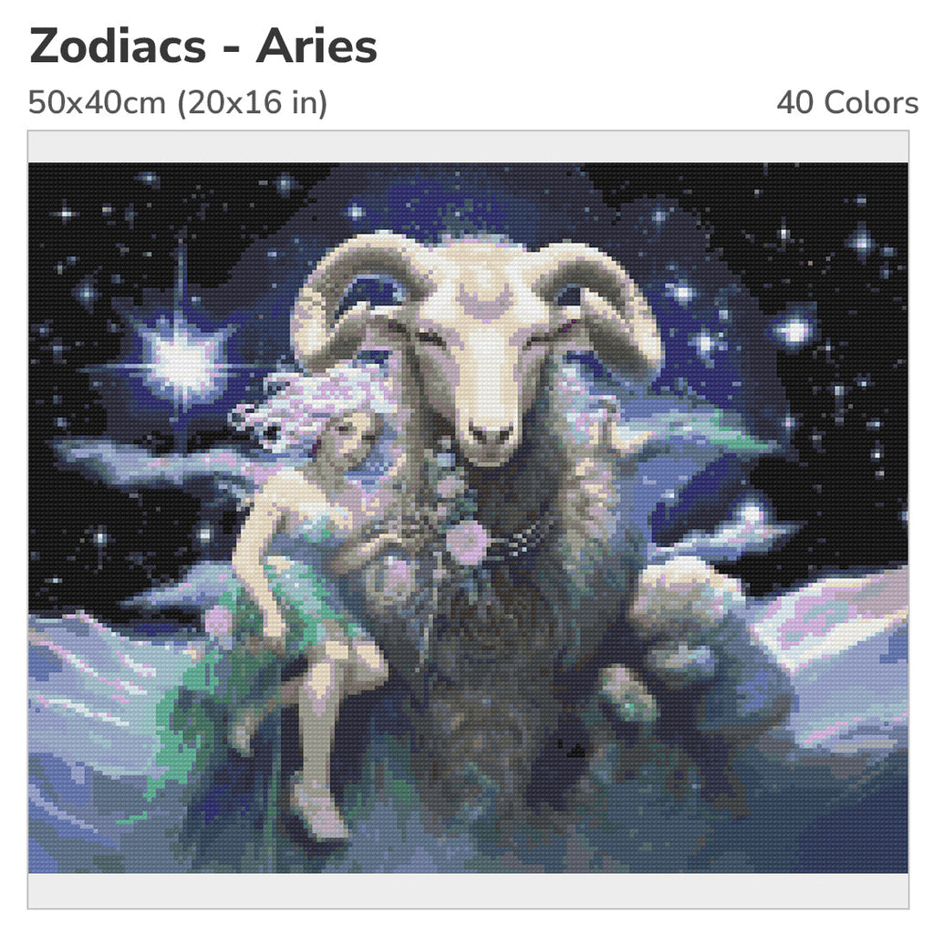 Zodiac - Aries Diamond Painting Kit-50x40cm (20x16 in)-Heartful Diamonds