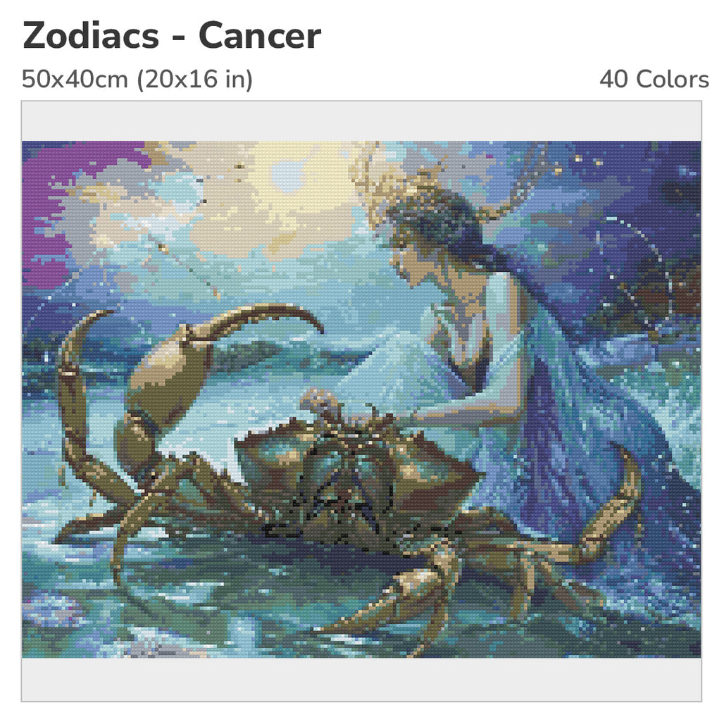 Zodiac - Cancer Diamond Painting Kit-50x40cm (20x16 in)-Heartful Diamonds