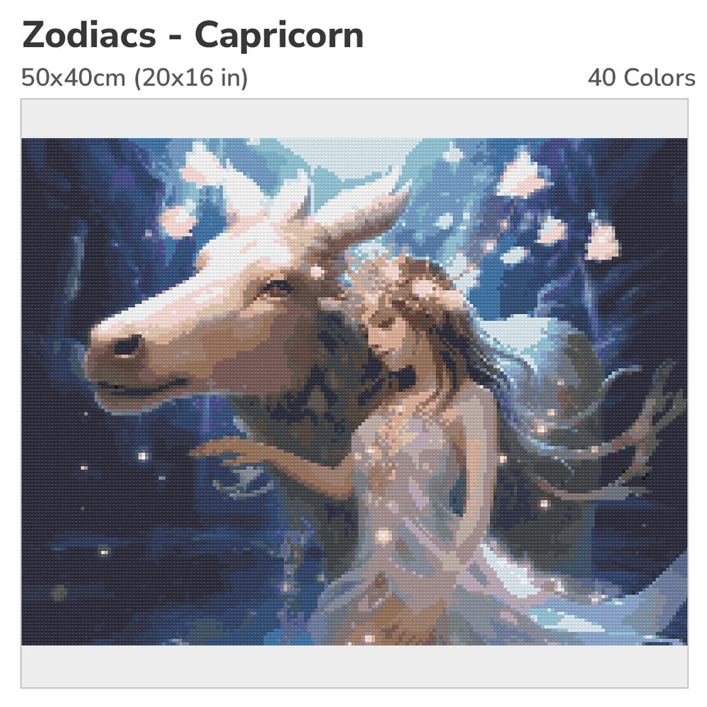 Zodiac - Capricorn Diamond Painting Kit-50x40cm (20x16 in)-Heartful Diamonds