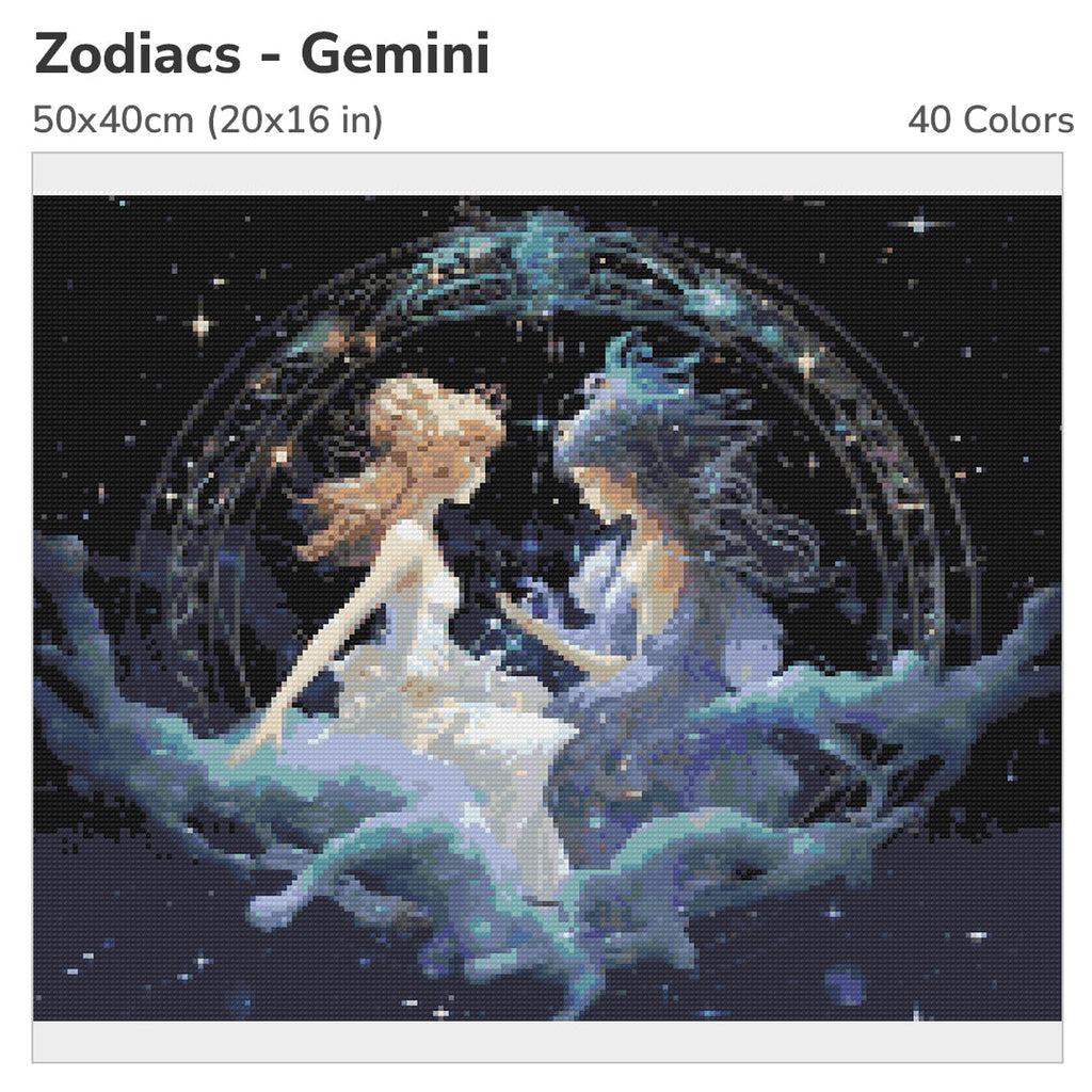 Zodiac - Gemini Diamond Painting Kit-50x40cm (20x16 in)-Heartful Diamonds