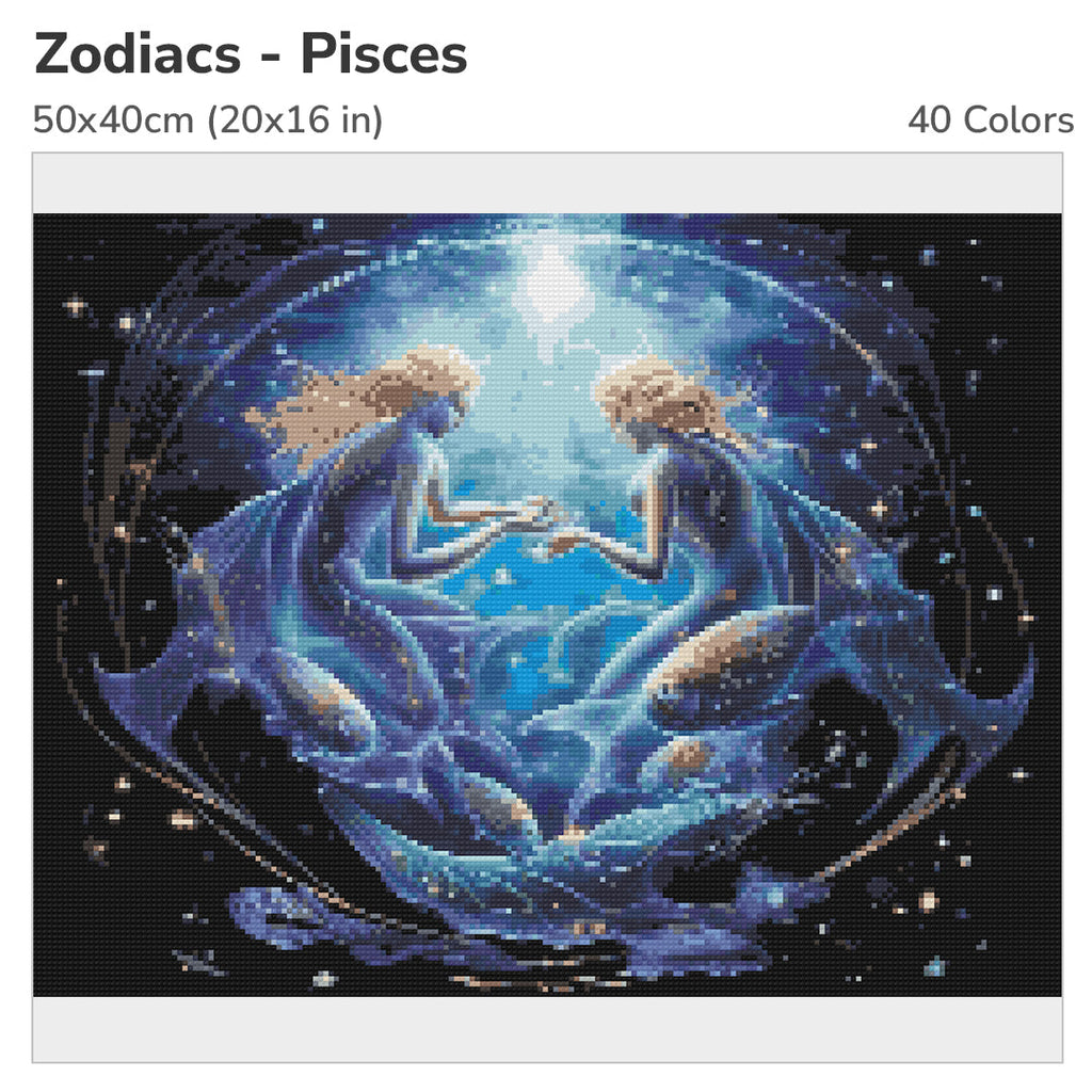 Zodiac - Pisces Diamond Painting Kit-50x40cm (20x16 in)-Heartful Diamonds