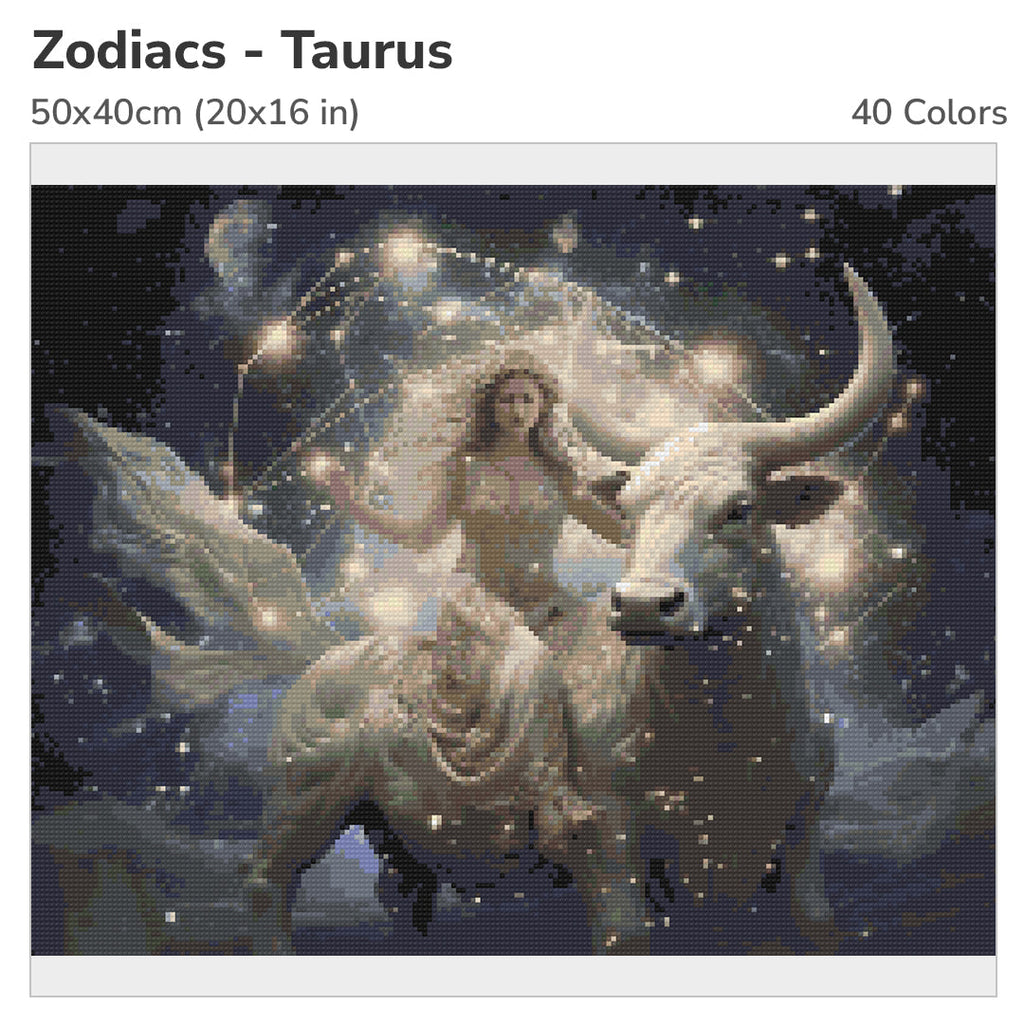 Zodiac - Taurus Diamond Painting Kit-50x40cm (20x16 in)-Heartful Diamonds