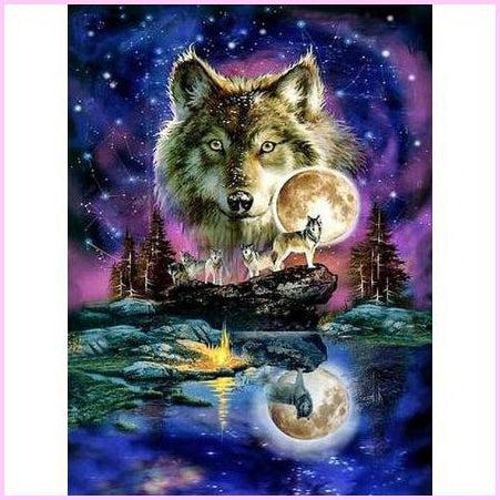 Astrological Wolf Pack-Diamond Painting Kit-Heartful Diamonds