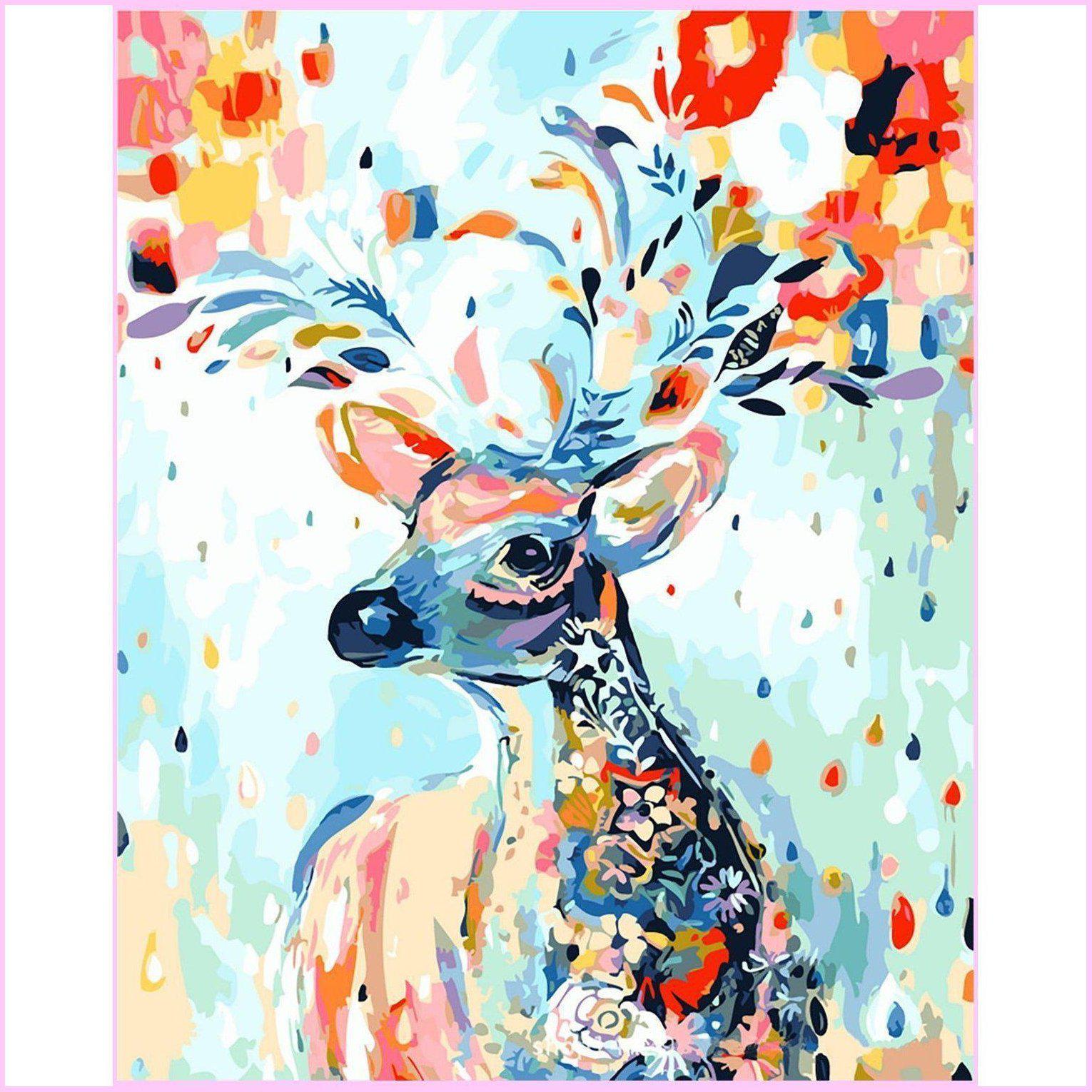 Beautiful Blooming Deer-Diamond Painting Kit-Heartful Diamonds