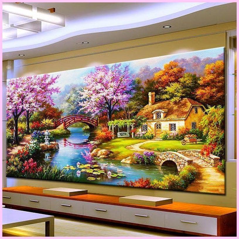 Cherry Blossom Village Hamlet-Diamond Painting Kit-Heartful Diamonds