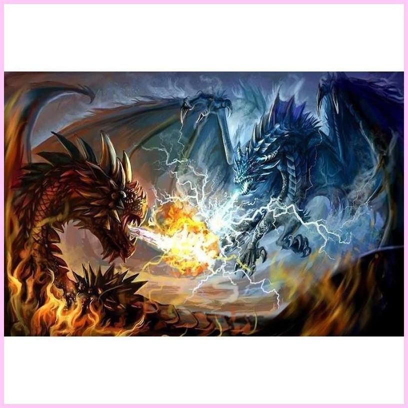 Clash of Storm and Fire-Diamond Painting Kit-Heartful Diamonds