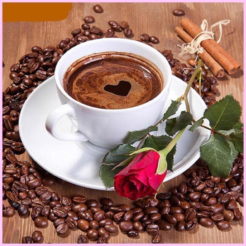Coffee & Rose Valentine-Diamond Painting Kit-Heartful Diamonds