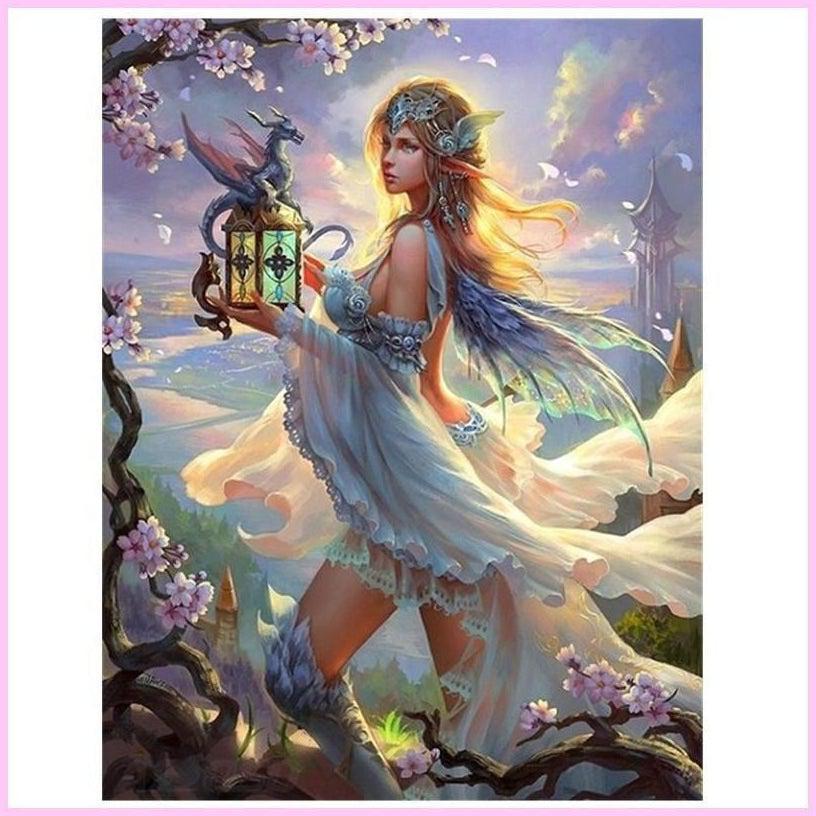 Fairy Elf and her Dragon-Diamond Painting Kit-Heartful Diamonds