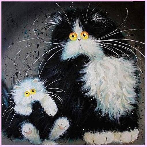 Floofy Cats Collection - Black-Diamond Painting Kit-Heartful Diamonds