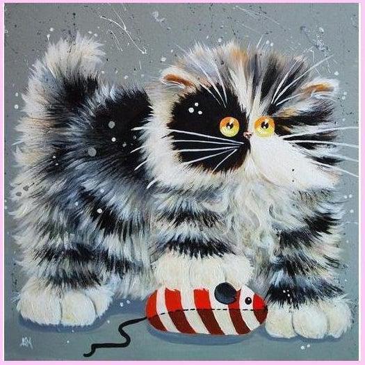Floofy Cats Collection - Grey-Diamond Painting Kit-Heartful Diamonds