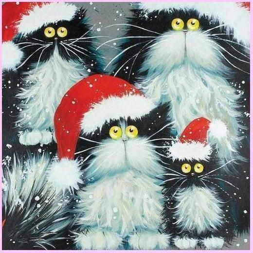 Floofy Cats Collection - Santa-Diamond Painting Kit-Heartful Diamonds