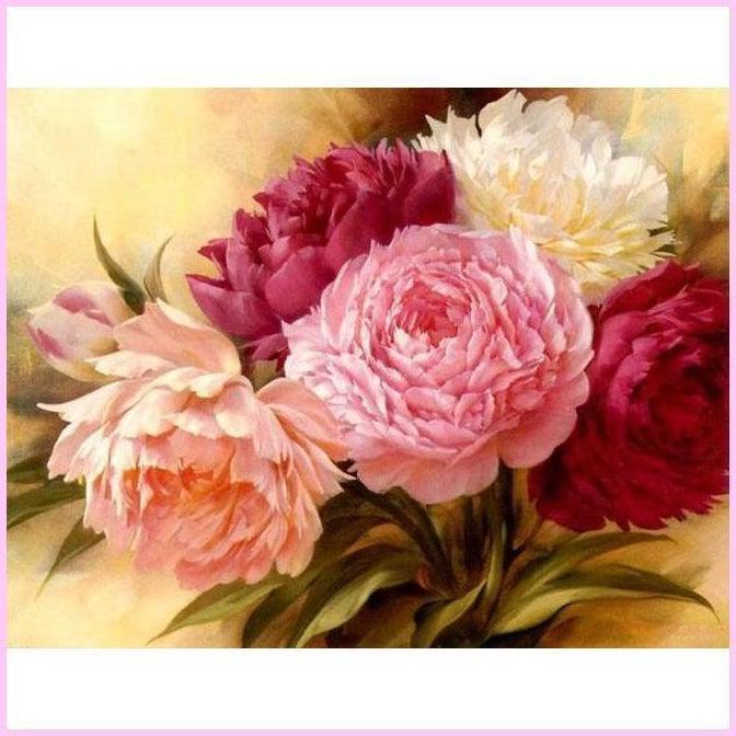 Full Peony flowers-Diamond Painting Kit-Heartful Diamonds