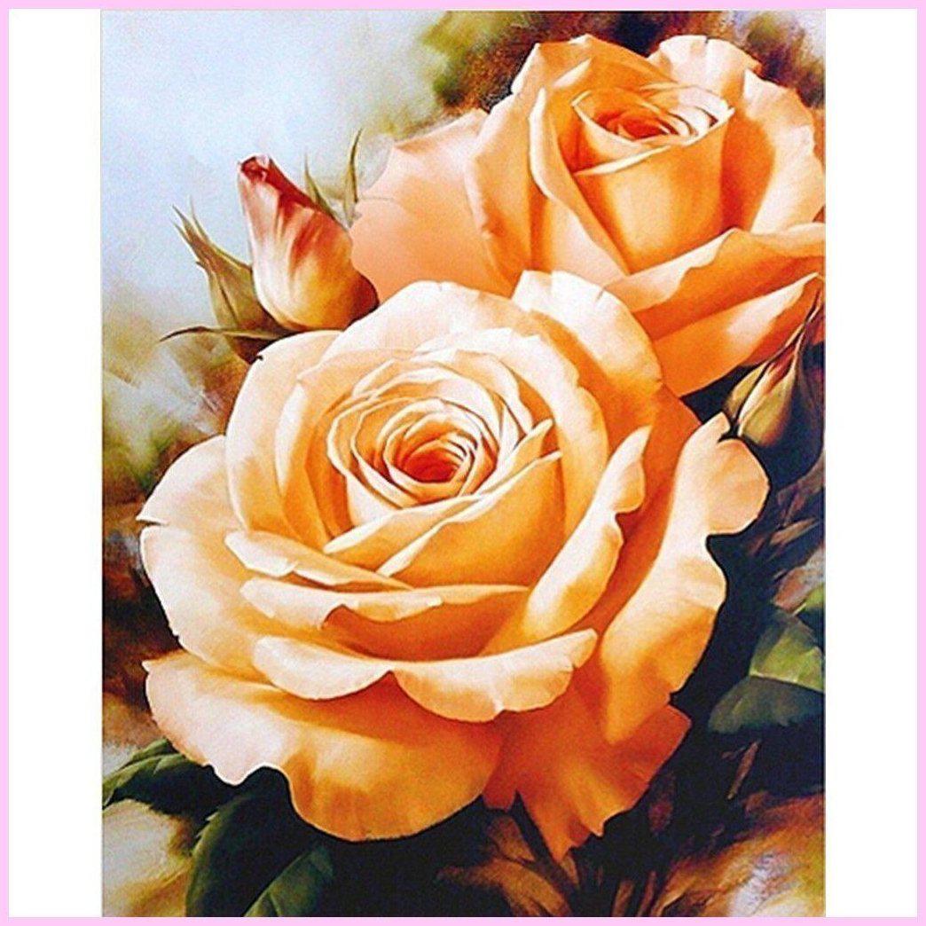 Orange Blooming Roses-Diamond Painting Kit-Heartful Diamonds