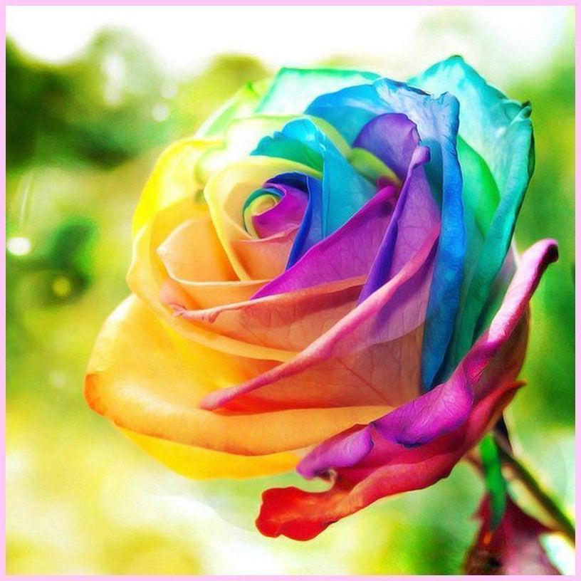 Prismatic Rainbow Rose Diamond Painting-Diamond Painting Kit-Heartful Diamonds