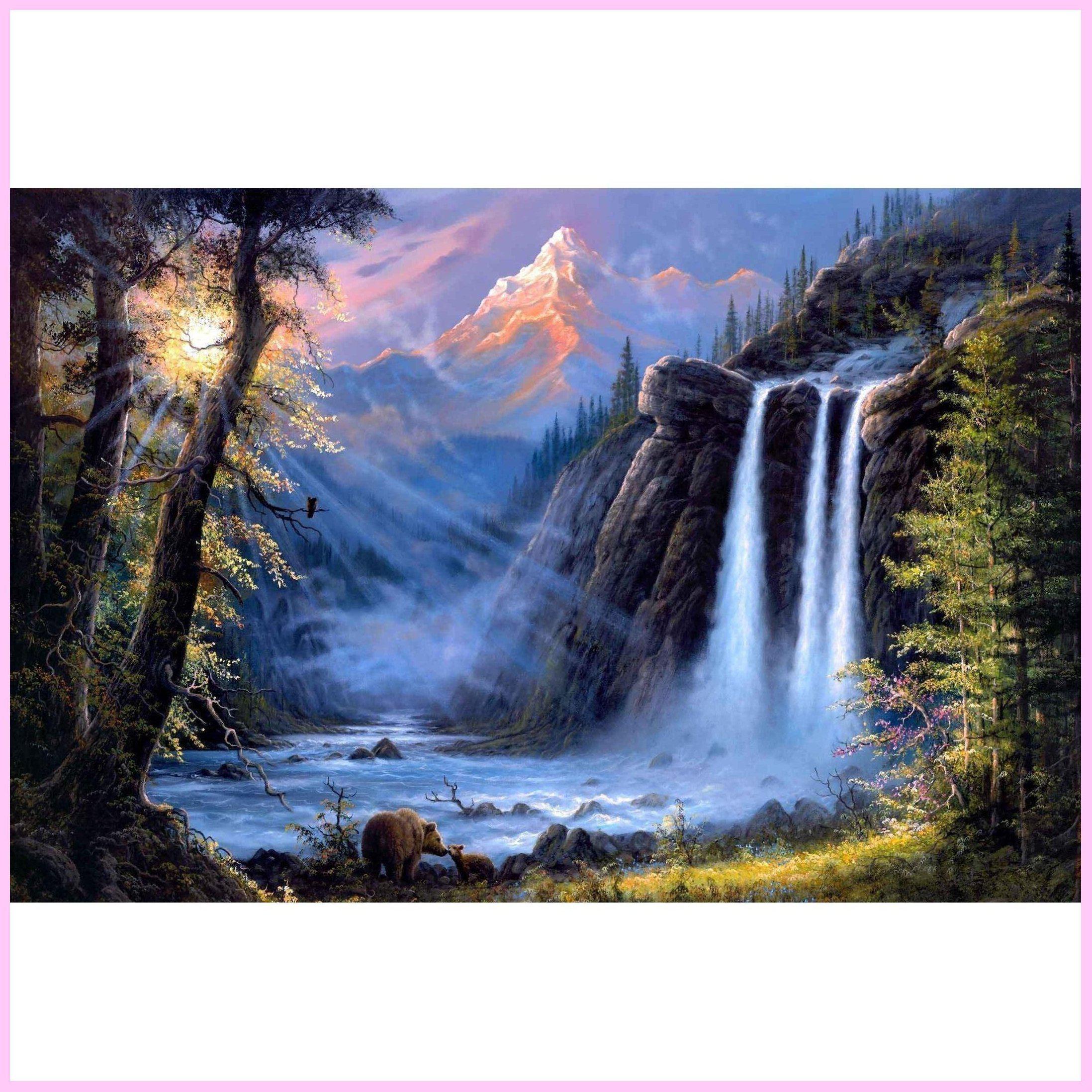 Pristine Waterfall Sunrise-Diamond Painting Kit-Heartful Diamonds