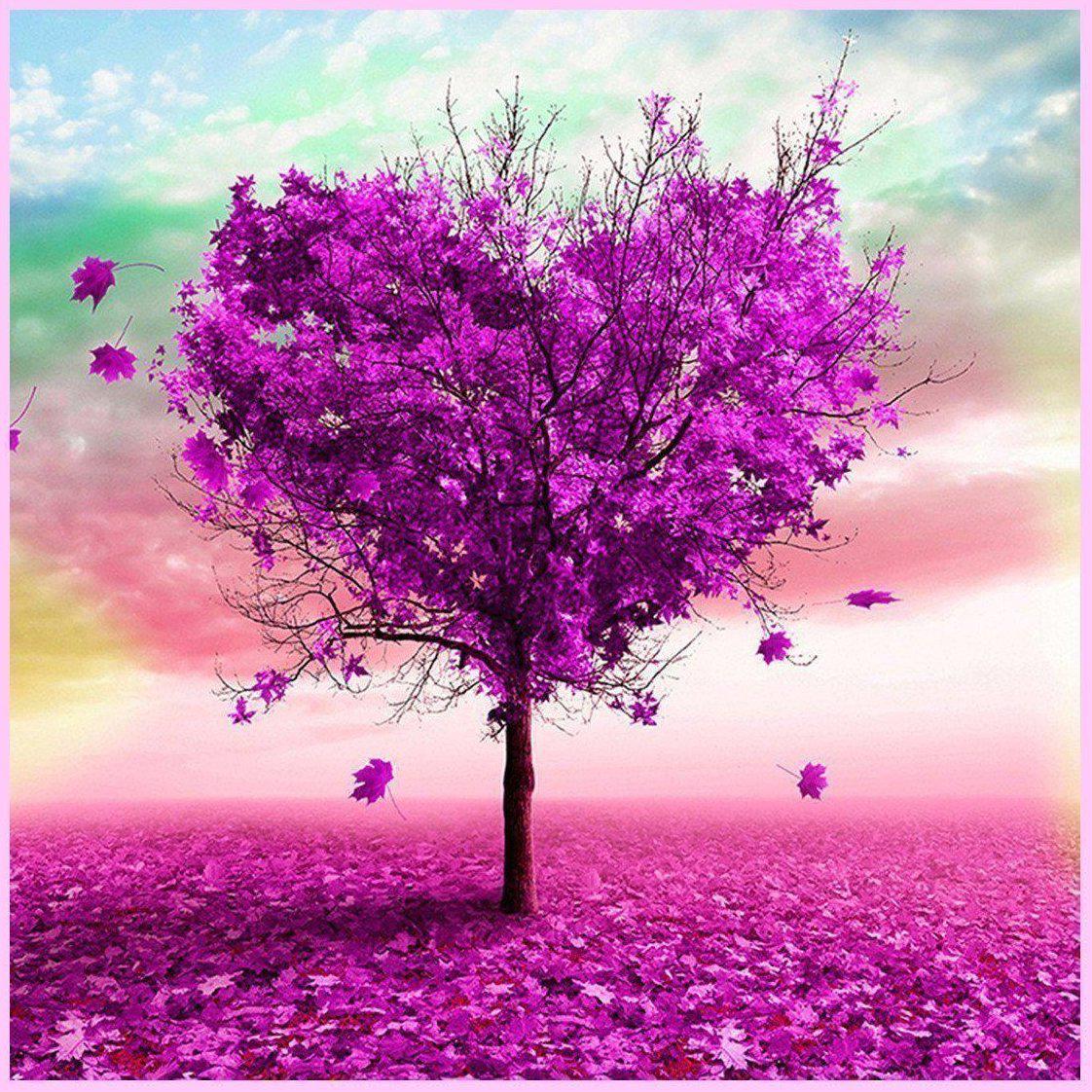 Purple Fall Leaves-Diamond Painting Kit-Heartful Diamonds