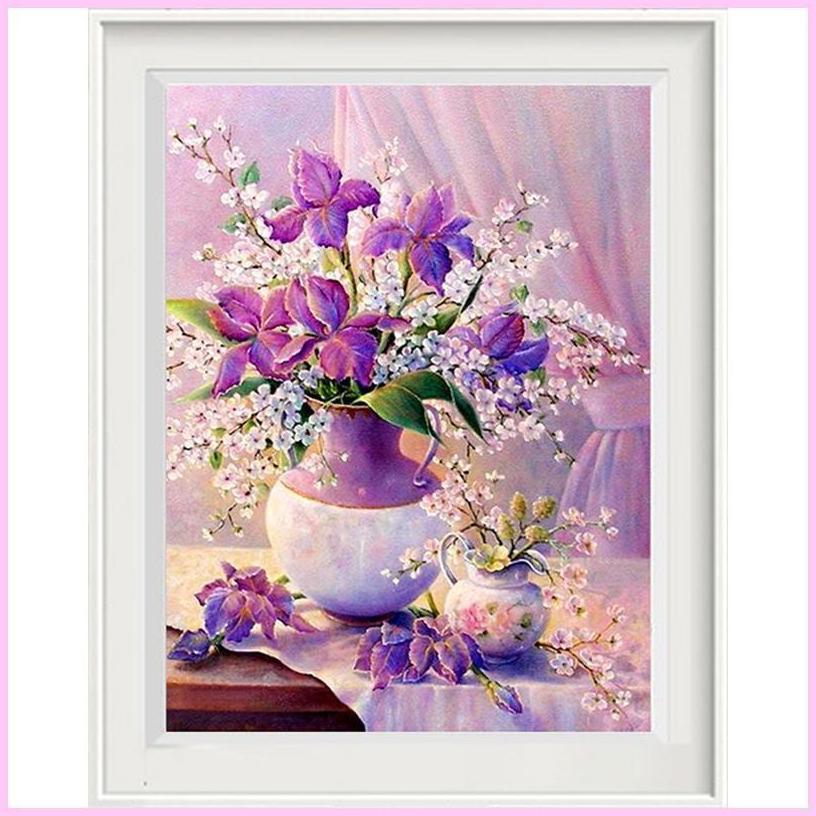 Purple Flower Vase-Diamond Painting Kit-Heartful Diamonds