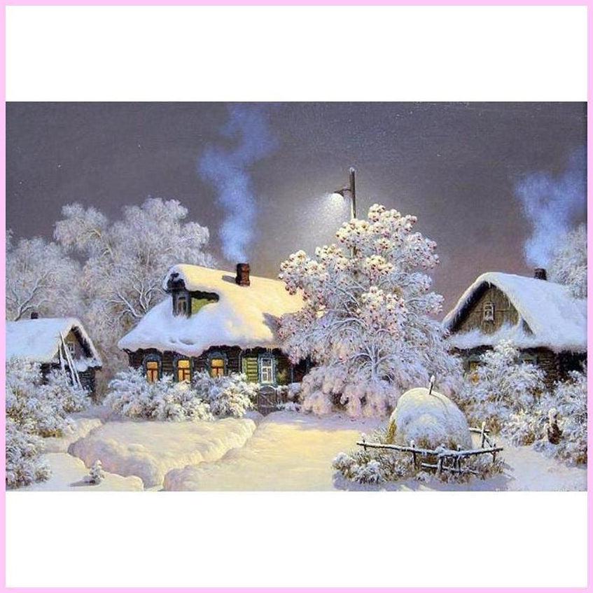Quiet Rural Winter-Diamond Painting Kit-Heartful Diamonds