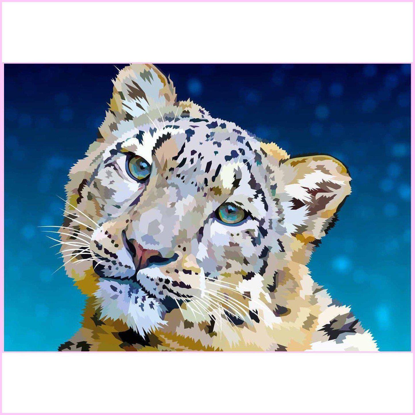 Snow Leopard Cub-Diamond Painting Kit-Heartful Diamonds