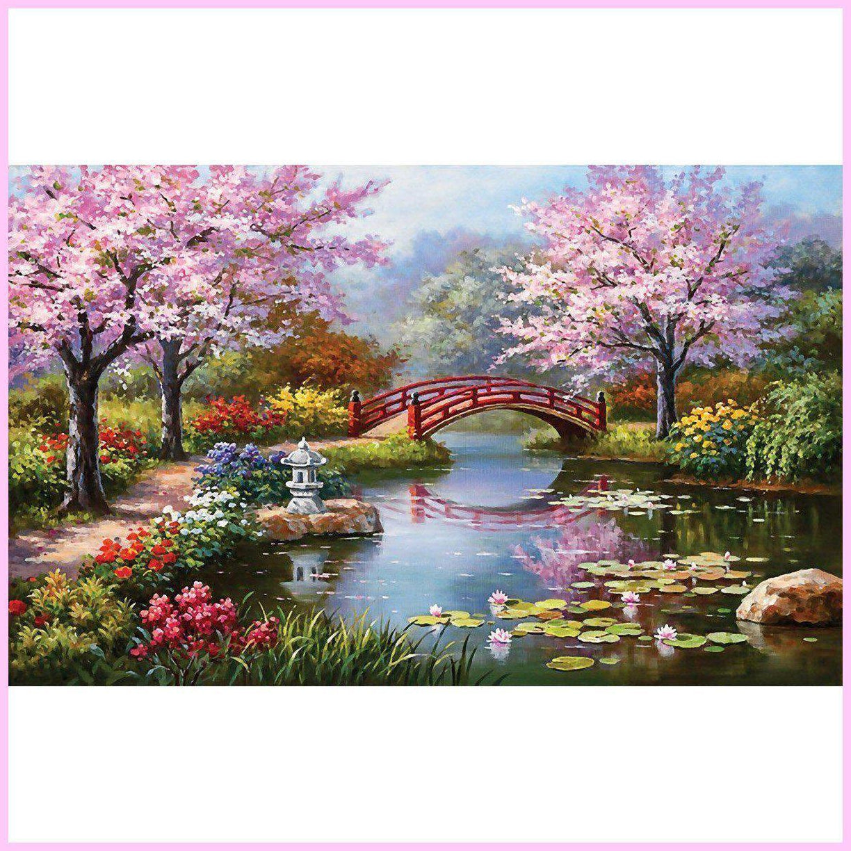 Tranquil Japanese Garden Diamond Painting-Diamond Painting Kit-Heartful Diamonds
