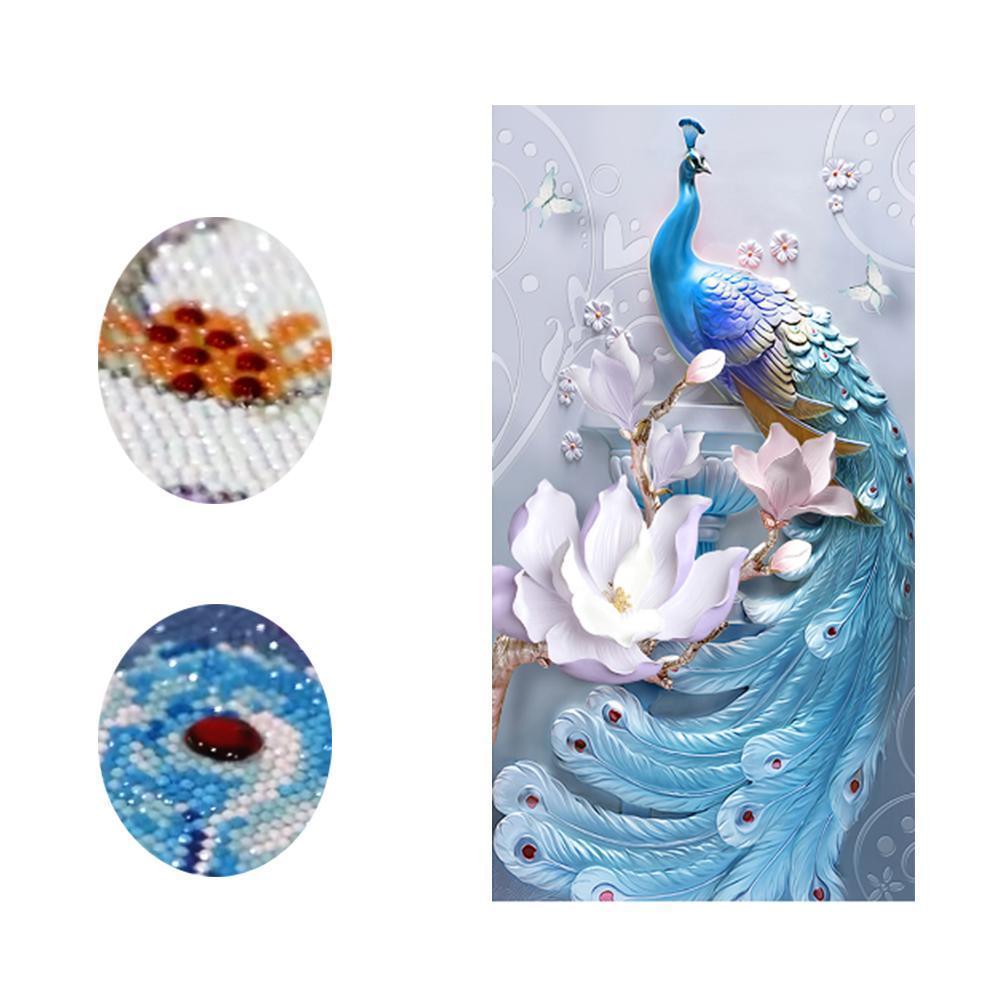 White Lotus Peacock (Special)-Special Diamond Painting Kit-Heartful Diamonds